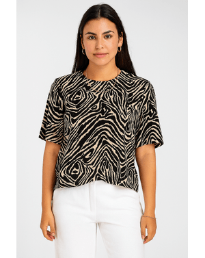 Bluză cu imprimeu animal print și croi lejer 24SDP01250