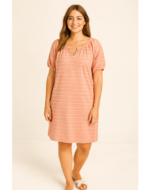 Rochie scurtă lejeră cu dungi, 100% bumbac N250306002