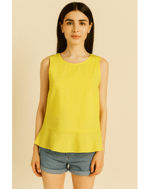 Bluză fără mâneci cu peplum – 100% bumbac N250601002