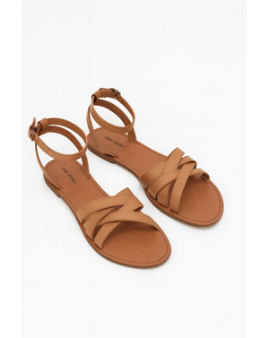 Sandale din piele naturală cu barete încrucișate N250420001