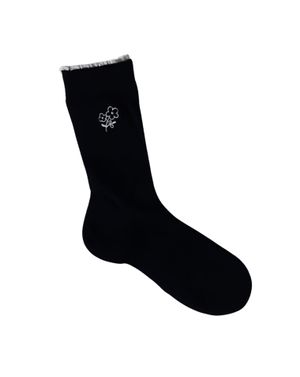 Sosete inalte negre cu floare