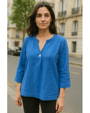 Bluza casual din bumbac 100% cu nasture decorativ N250428005