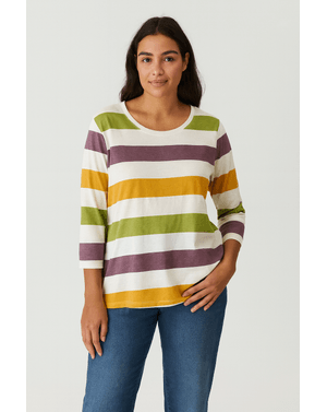 Bluza din bumbac 100% cu dungi colorate N250430009