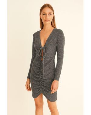Rochie mini cu fronseuri și decupaj, 100% poliester 25MEX11080