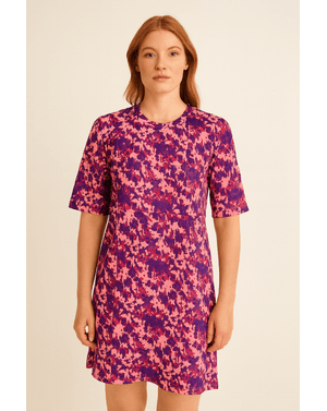 Rochie scurtă cu imprimeu abstract, 100% bumbac N2501A4003