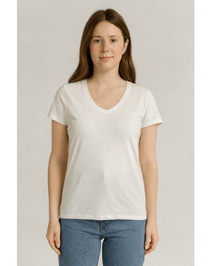 Tricou cu decolteu în V, 100% bumbac 24SPO07001
