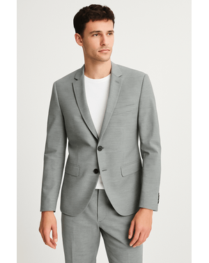 Sacou slim fit 70% poliester, 27% lână, 3% elastan 25POS02022
