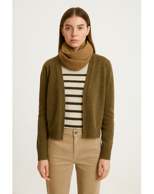 Cardigan tricotat din mix cu bumbac și lână 25MKF04004