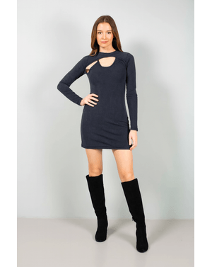 Rochie din bumbac cu maneca lunga 25YEL34002