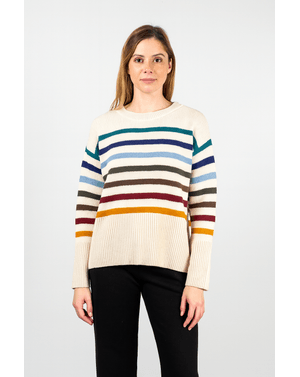 Pulover tricotat din bumbac in dungi 25MKF02264