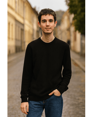 Pulover din bumbac cu guler rotund 25MKF02235