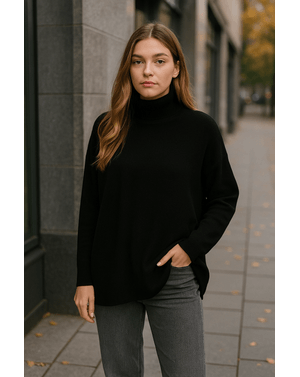 Pulover oversize cu guler rulat 24MKF04102