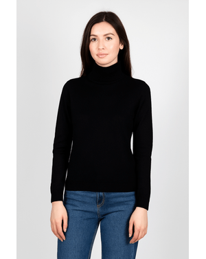 Pulover din bumbac tricotat cu guler inalt 24MKF04058