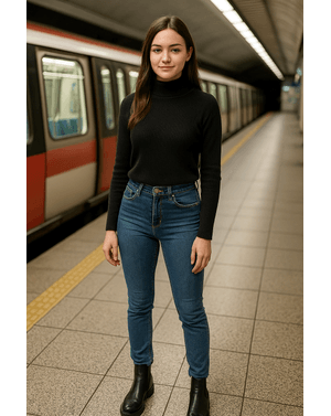 Jeans elastici cu talie inalta 25TEK04003
