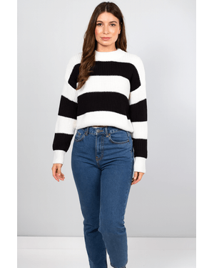 Pulover crop cu dungi 24MKF03002