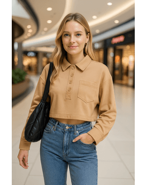 Bluza crop cu nasturi si maneca lunga 23MAY14033