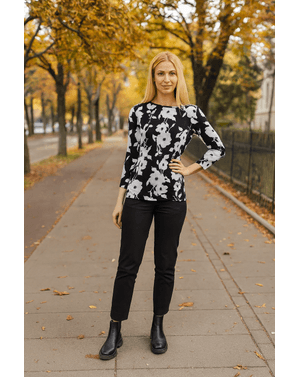 Bluza din bumbac cu maneca trei sferturi N240902024