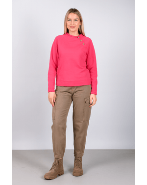 Bluza uni din bumbac cu nasturi la baza gatului N241258004