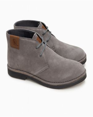 Ghete gri din piele naturală cu șiret pentru bărbați N250402004
