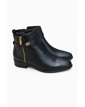 Ghete damă din piele naturală cu fermoar lateral și detalii metalice N250401014