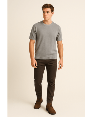 Pulover tricotat fin cu maneca scurta 25MKF08017