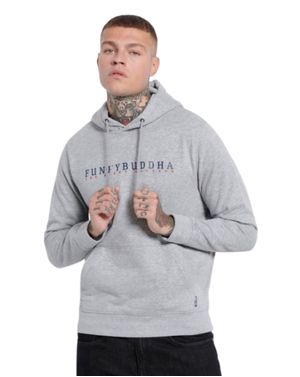 Hanorac gri cu glugă și logo Funky Buddha 25ALX06018
