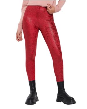 Pantaloni damă Funky Buddha cu efect lucios 25ALX09016