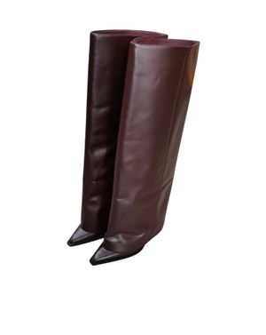 Cizme din piele naturală cu vârf ascuțit și croială înaltă N250707001