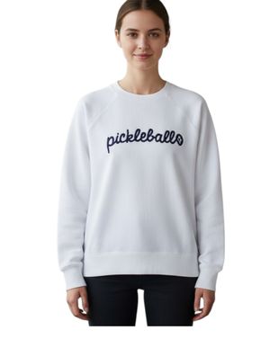 Bluză din bumbac cu broderie „Pickleball” în relief N250101005