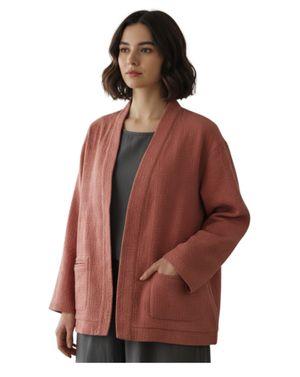 Jachetă din bumbac, terracotta N250127007