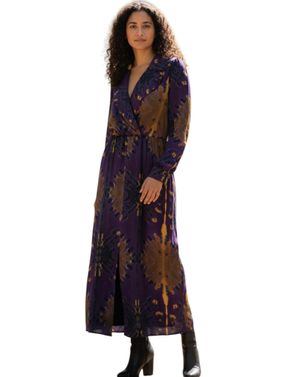 Rochie damă din vâscoză 100%, mov cu imprimeu abstract 25ZEN31008