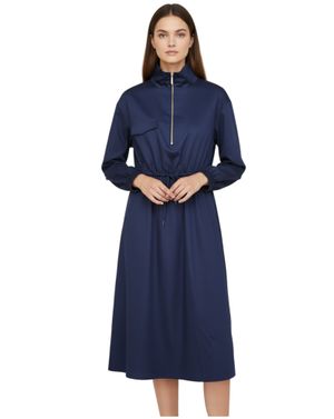 Rochie casual din bumbac cu guler înalt și talie ajustabilă 25ZEN33002