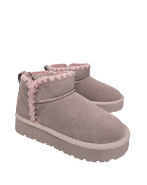 Cizme scurte din piele naturală cu interior îmblănit 25ANT02006