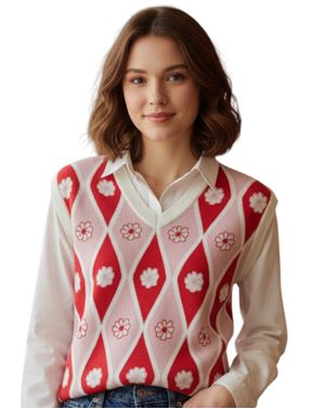 Vestă damă tricotată multicolor 25MEX11081