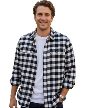 Cămașă bărbătească în carouri alb-negru N250436003