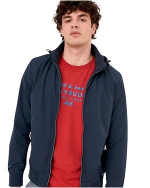 Jachetă bărbătească subțire cu glugă, bleumarin 25ALX09030