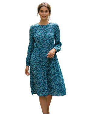 Rochie damă albastră cu imprimeu floral 24POS47849
