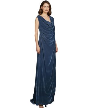 Rochie de Seară Albastră Satinată 25ZEN57001