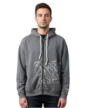 Hanorac bărbați gri cu imprimeu și glugă25KOSB3004