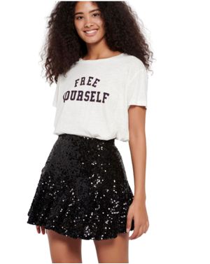 Fustă scurtă Funky Buddha cu paiete negre 25ALX09041