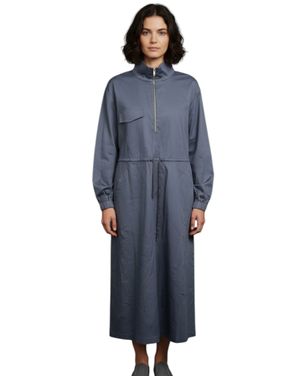 Rochie lungă gri cu fermoar frontal și guler înalt 25ZEN33001