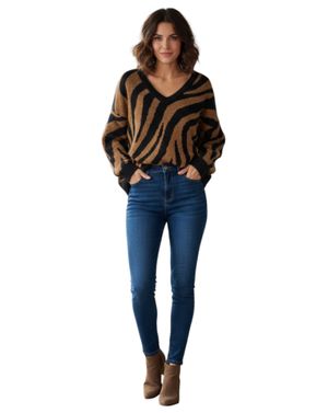 Pulover damă cu imprimeu animal print 25MKF02301