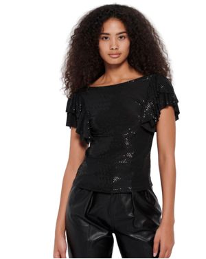 Funky Buddha – Top elegant cu paiete și volane 25ALX09050