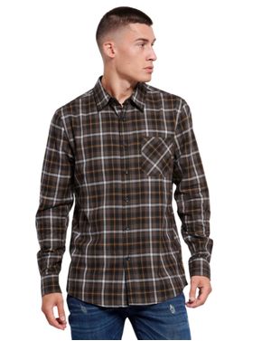 Cămașă bărbați Funky Buddha din bumbac, model în carouri 25ALX06061