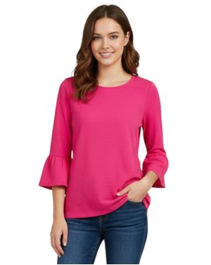 Bluză damă roz cu mâneci clopot N250720033