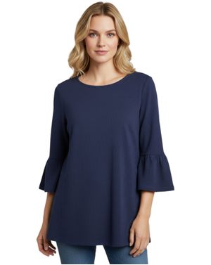 Bluza damă bleumarin cu mâneci evazate N250720039