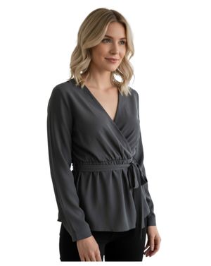 Bluză damă cu decolteu petrecut și cordon 25MNB14001