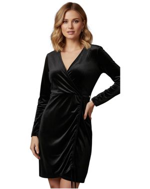 Rochie scurtă neagră catifea 25MNB15005