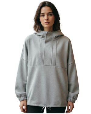 Hanorac damă gri cu glugă 25MNB18002