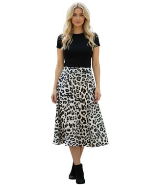 Fustă midi cu imprimeu leopard 25MNB14011